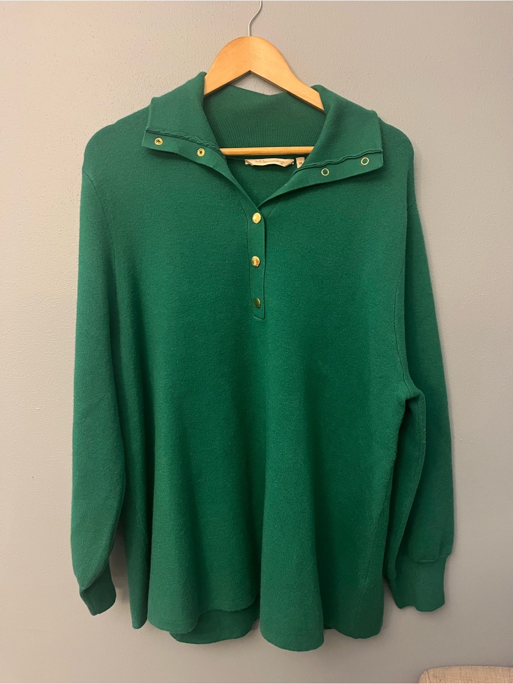 Soft Surroundings Snap-Placket Collared Sweater